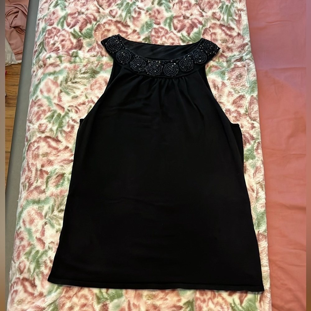 Ann Taylor Black Beaded Blouse